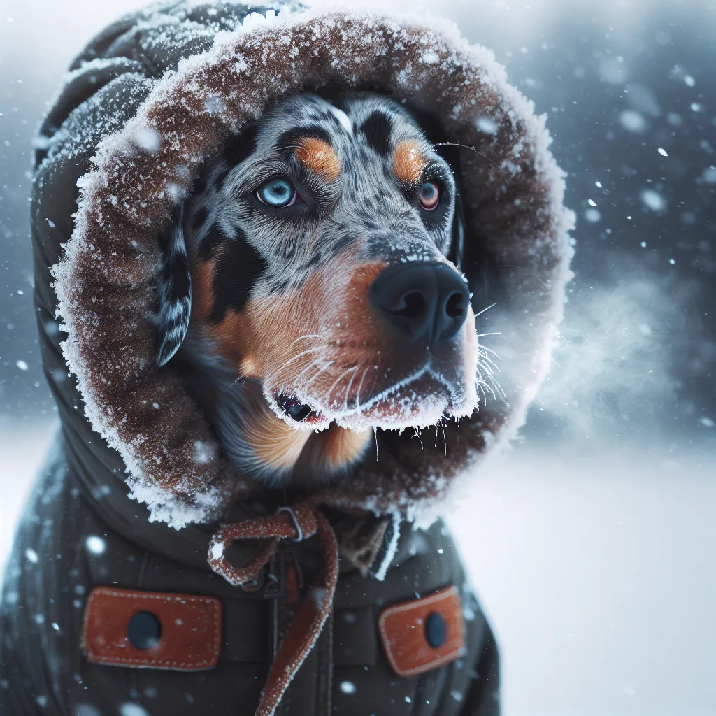 catahoula dog in cold weather