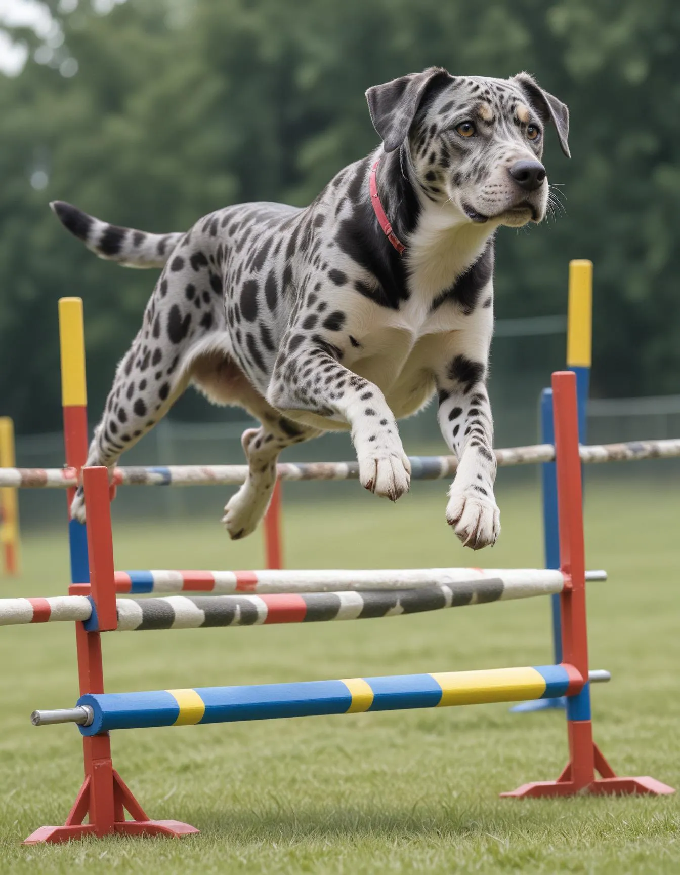 Catahoula Leopard Dog while doing agility training